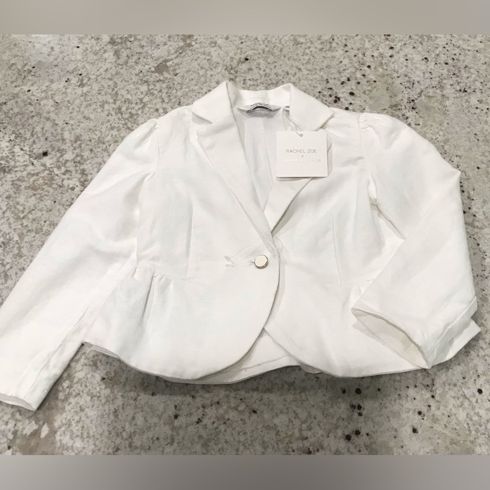 NWT Janie and Jack x Rachel Zoe Girls White Ruffle Blazer